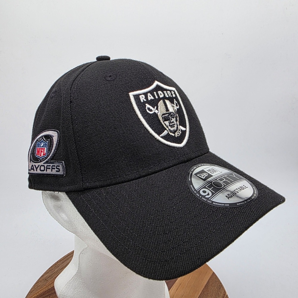 New Era 9FORTY Las Vegas Raiders NFL Playoffs Patch Adjustable Hat Black Cap NEW